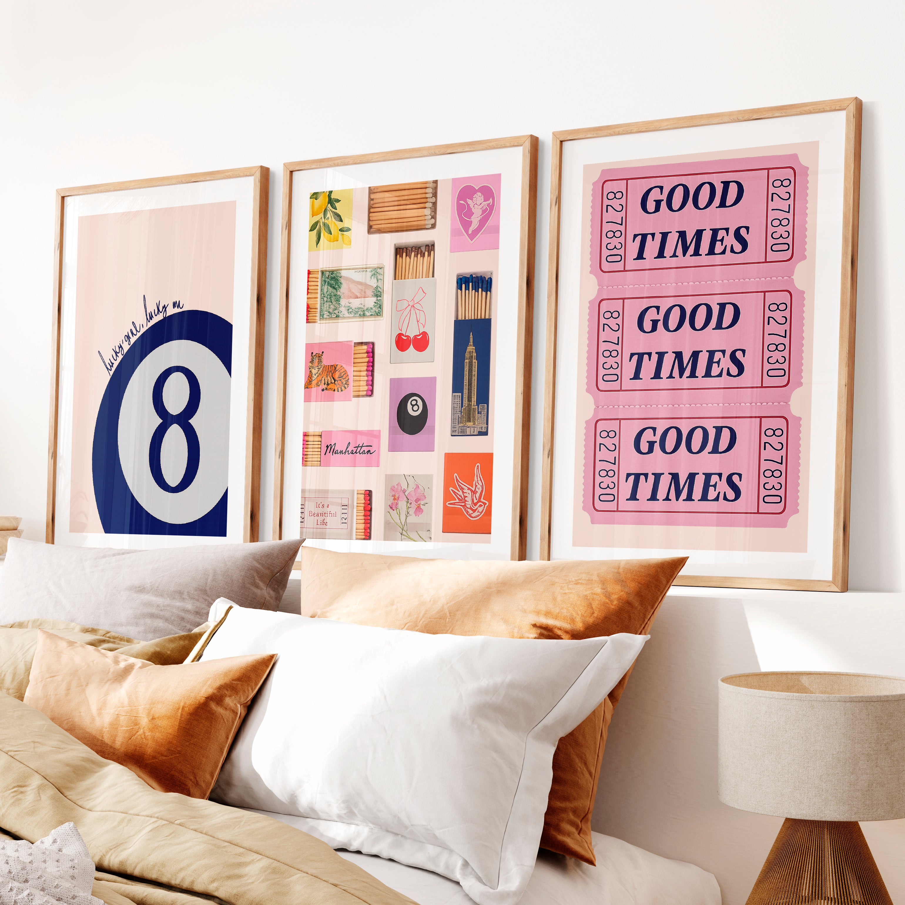 Good Times Ticket retro posters- Natural Wood Framed Poster with White Border - Artworksets