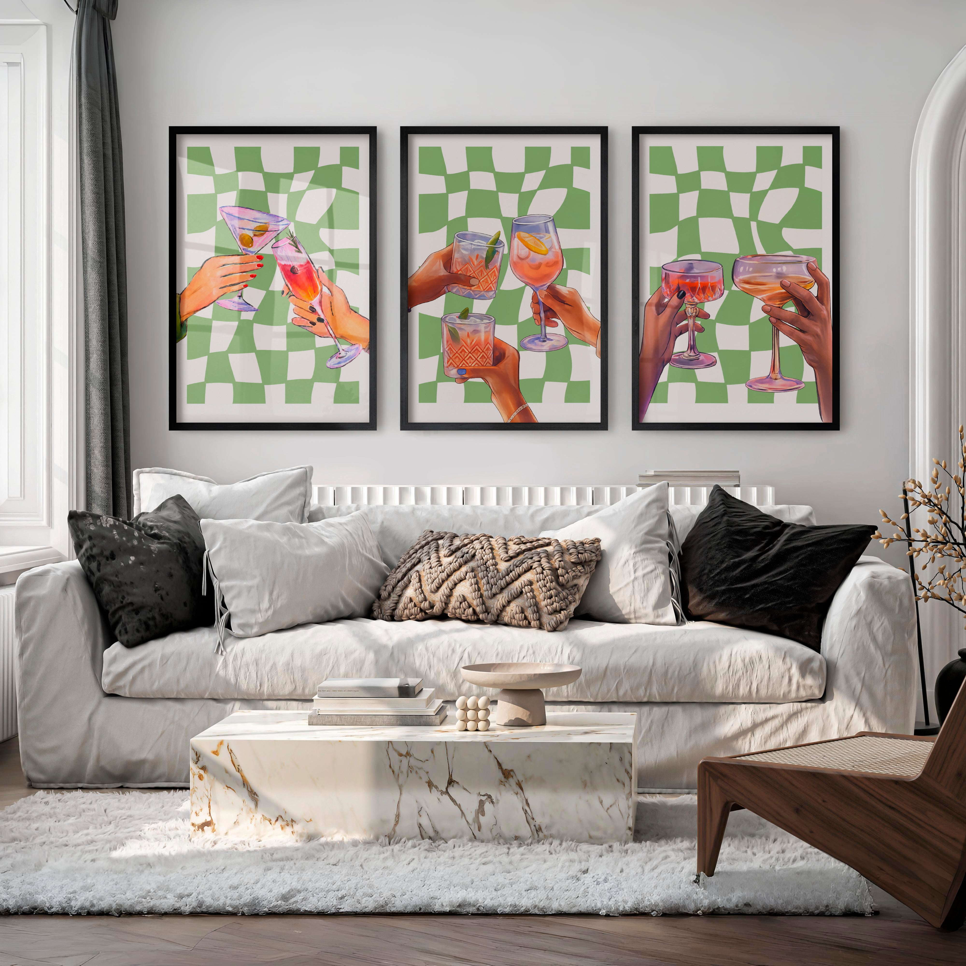 Cocktail Toast retro posters for room - Black Framed Poster No Border - Artworksets