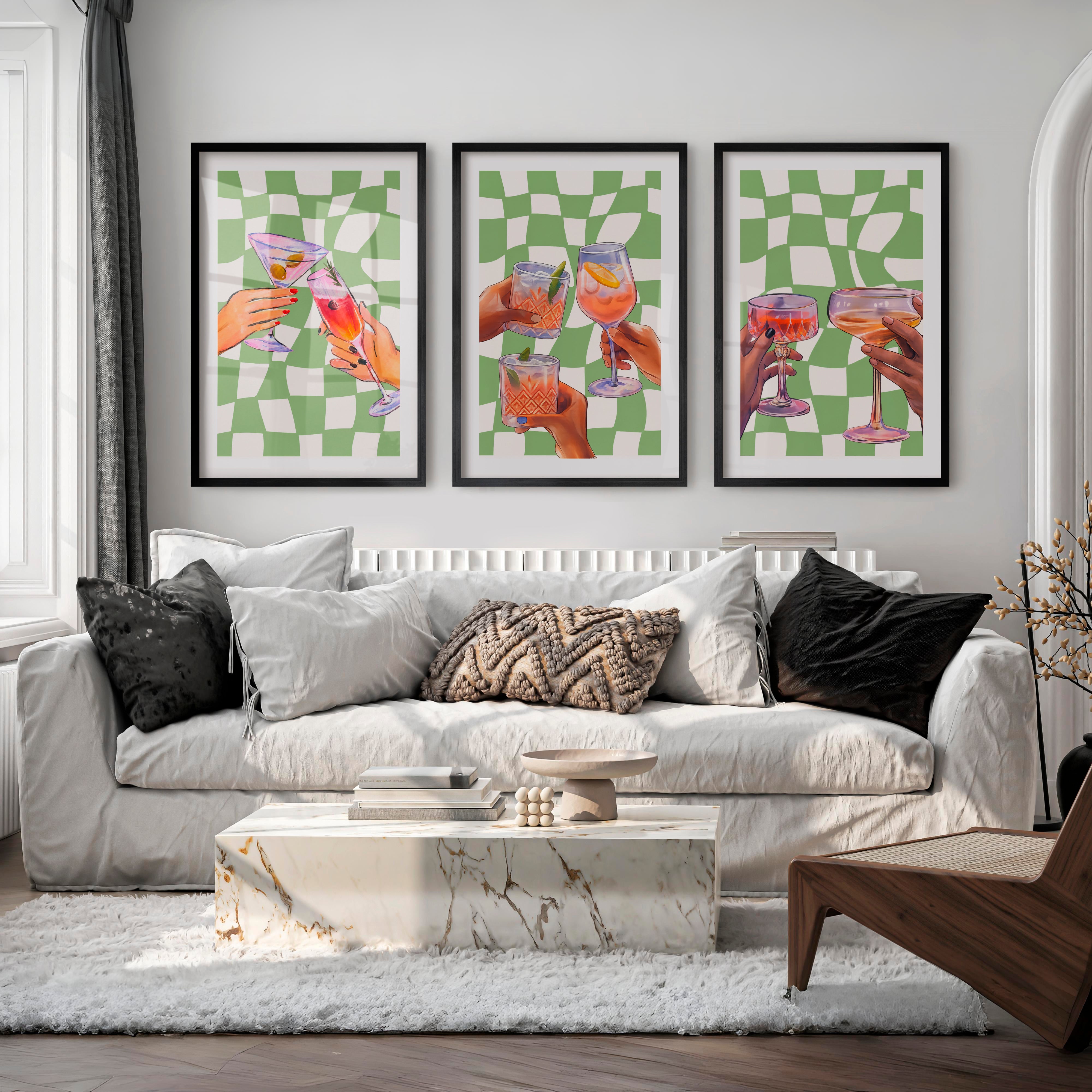 Cocktail Toast retro posters for room - Black Framed Poster with White Border - Artworksets
