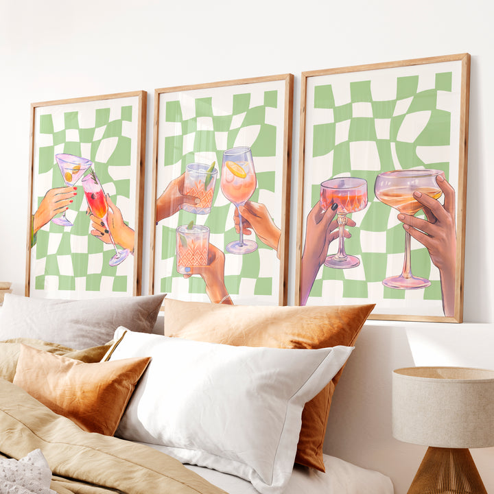 Cocktail Toast retro posters for room - Natural Wood Framed Poster No Border - Artworksets