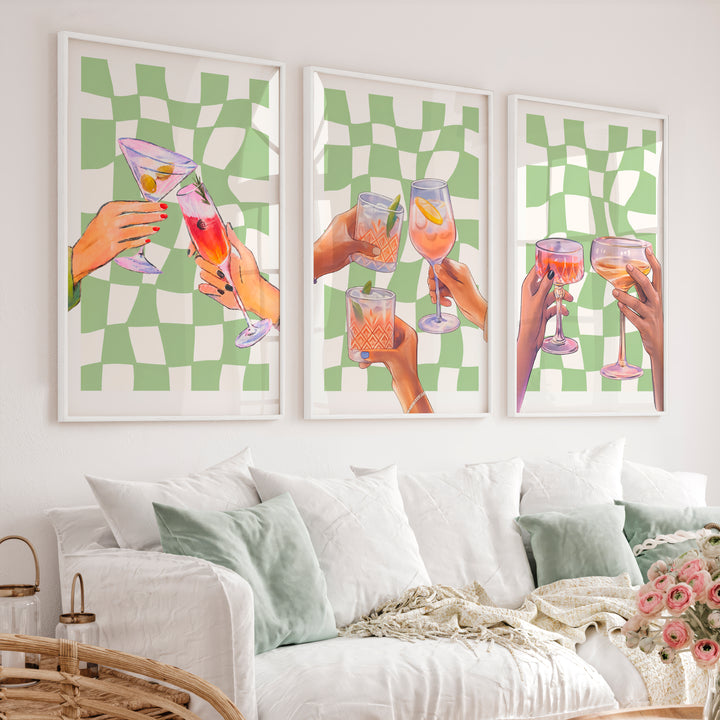Cocktail Toast retro posters for room - White Framed Poster No Border - Artworksets