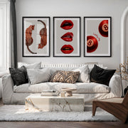 Leopard Lips retro posters wall art with 8 Balls - Black Framed Poster with White Border - Artworksets