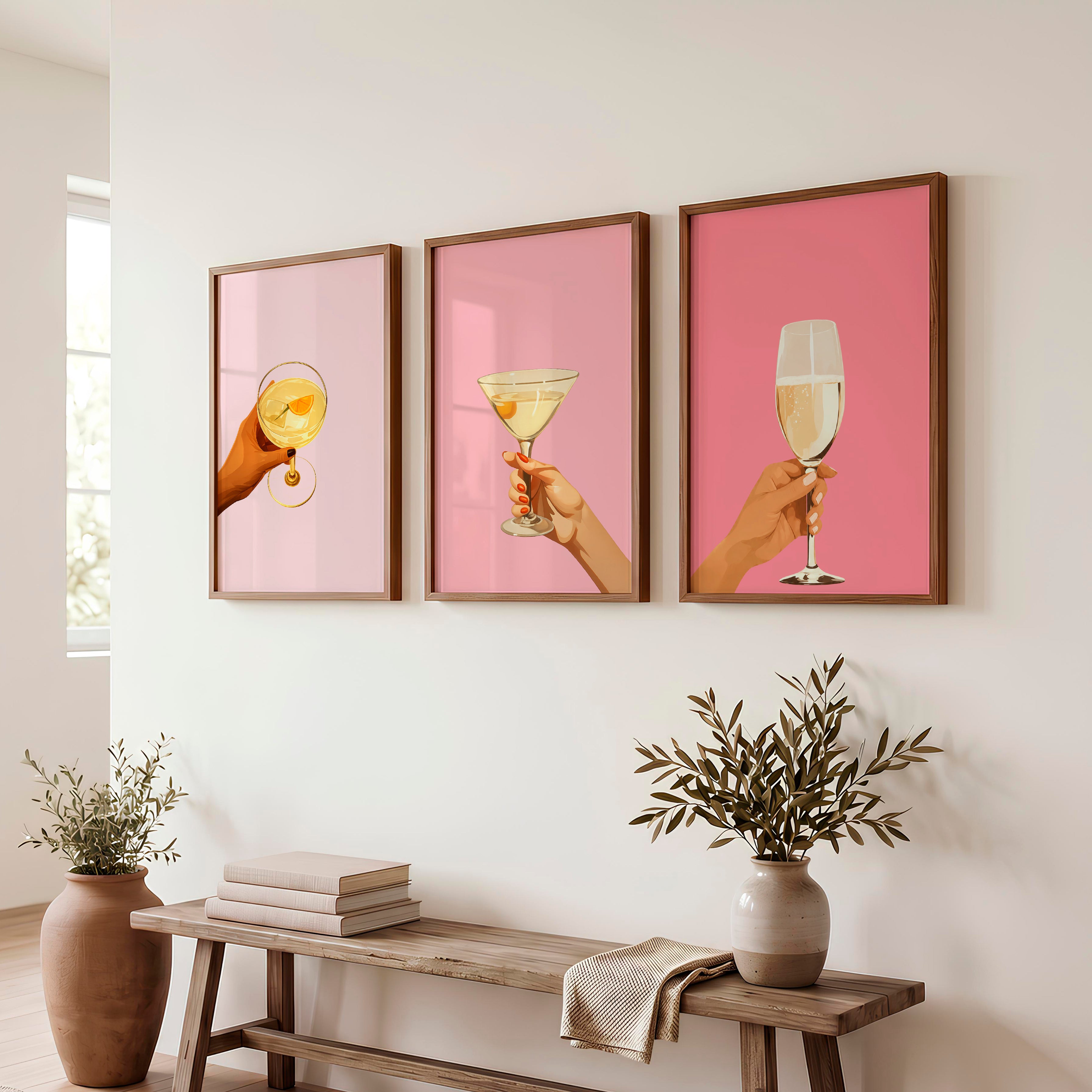 Cocktail Hour retro prints - Dark Brown Framed Poster No Border - Artworksets
