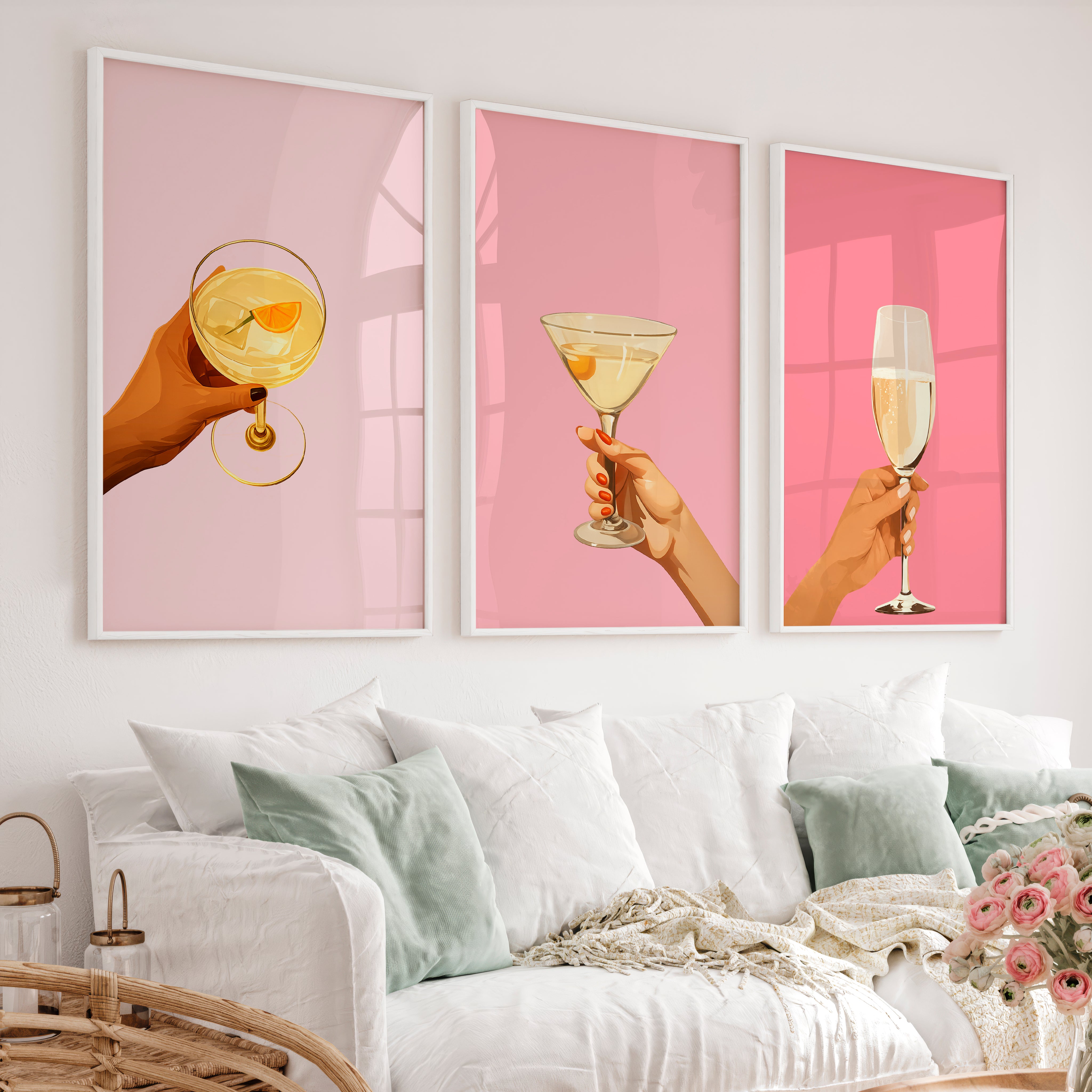 Cocktail Hour retro prints - White Framed Poster No Border - Artworksets