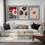 Lucky Dice retro prints wall art with Playing Card - Black Framed Poster with White Border - Artworksets