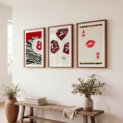 Lucky Dice retro prints wall art with Playing Card - Dark Brown Framed Poster with White Border - Artworksets