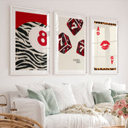 Lucky Dice retro prints wall art with Playing Card - White Framed Poster with White Border - Artworksets