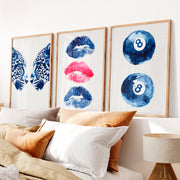 Blue Cheetah Retro Room Art - Natural Wood Framed Poster No Border - Artworksets