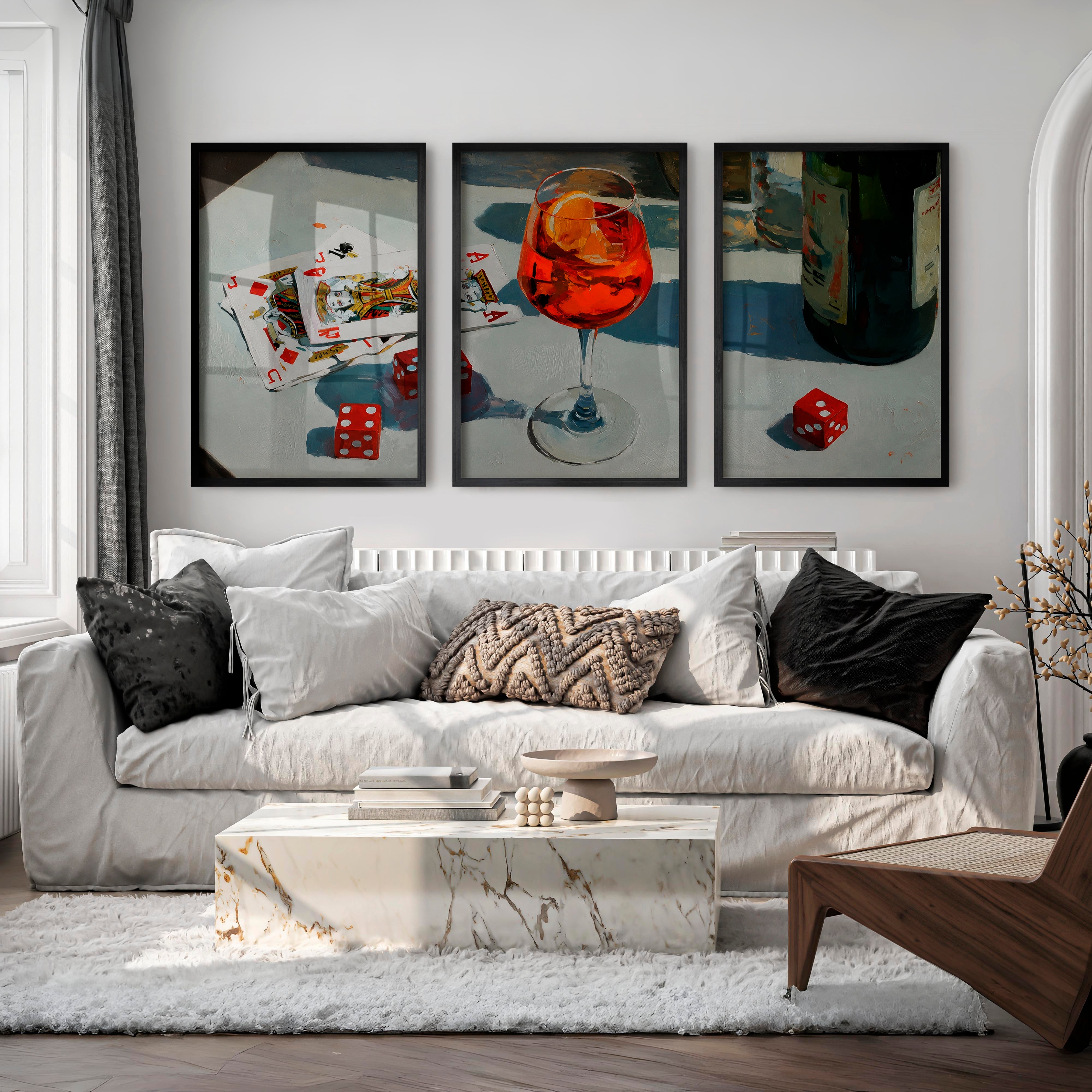 Cocktail Table Still Life retro room art - Black Framed Poster No Border - Artworksets