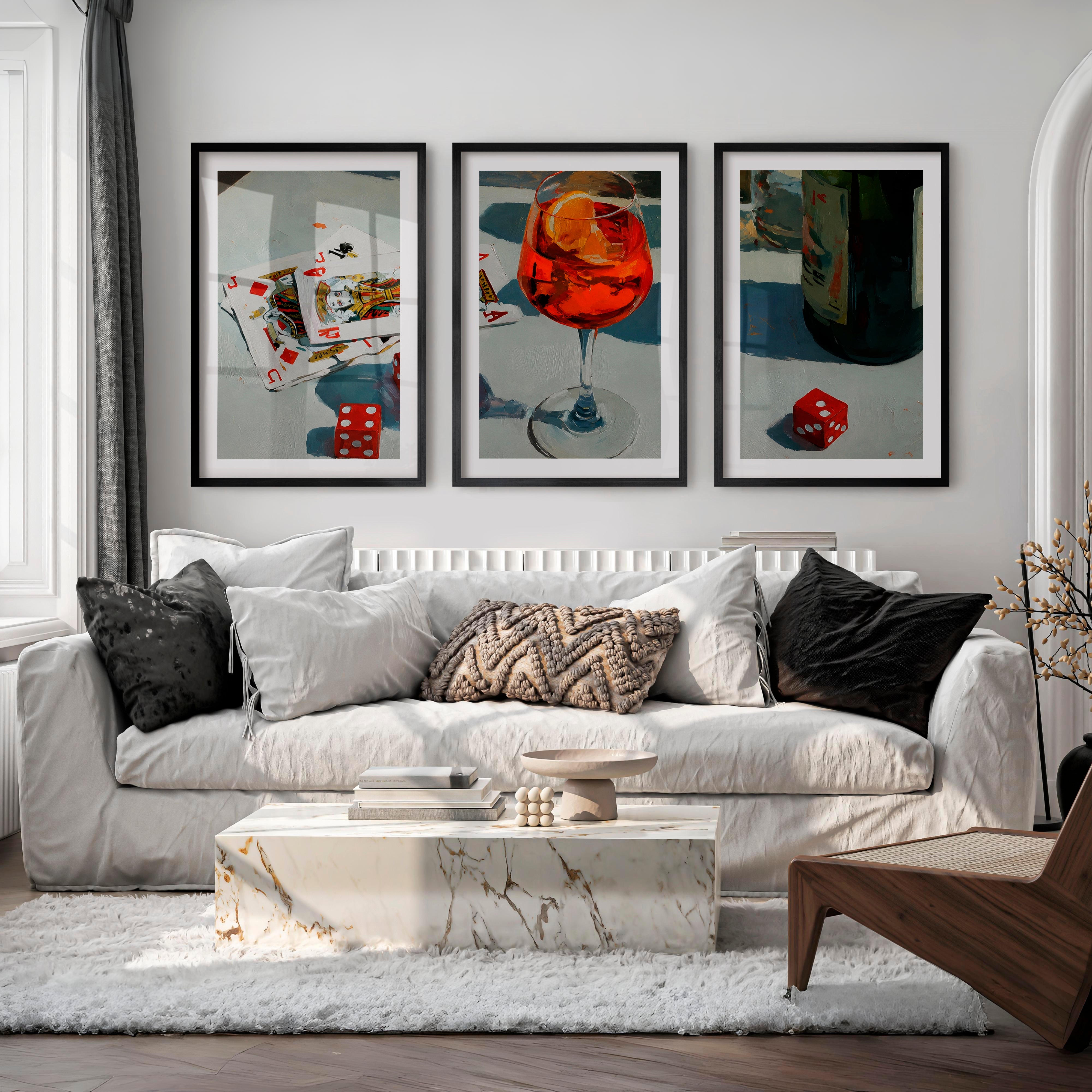 Cocktail Table Still Life retro room art - Black Framed Poster with White Border - Artworksets
