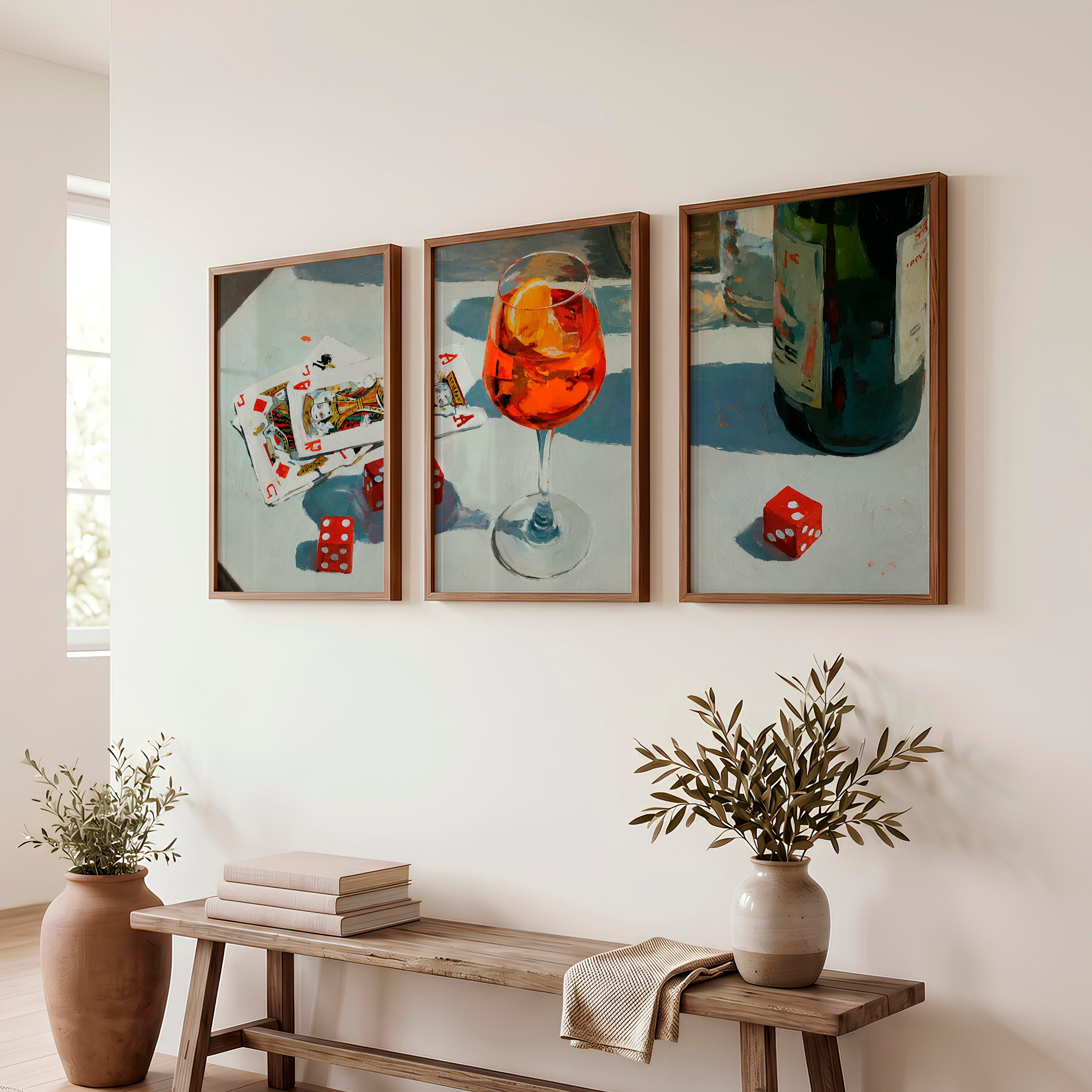 Cocktail Table Still Life retro room art - Dark Brown Framed Poster No Border - Artworksets