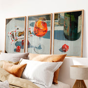 Cocktail Table Still Life retro room art - Natural Wood Framed Poster No Border - Artworksets