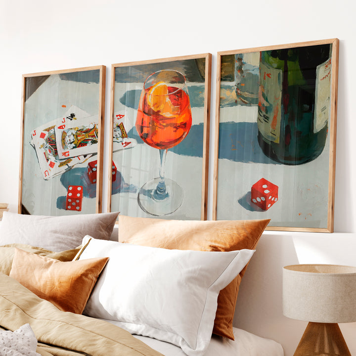 Cocktail Table Still Life retro room art - Natural Wood Framed Poster No Border - Artworksets