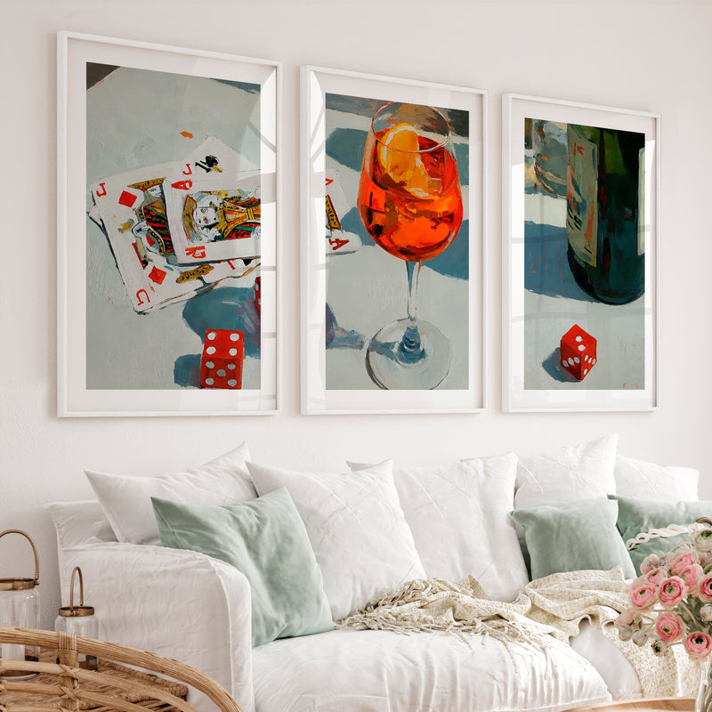 Cocktail Table Still Life retro room art - White Framed Poster with White Border - Artworksets