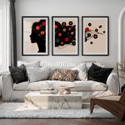 Vinyl Record Silhouette Retro Style Artwork - Black Framed Poster with White Border - Artworksets