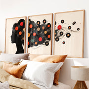 Vinyl Record Silhouette Retro Style Artwork - Natural Wood Framed Poster No Border - Artworksets
