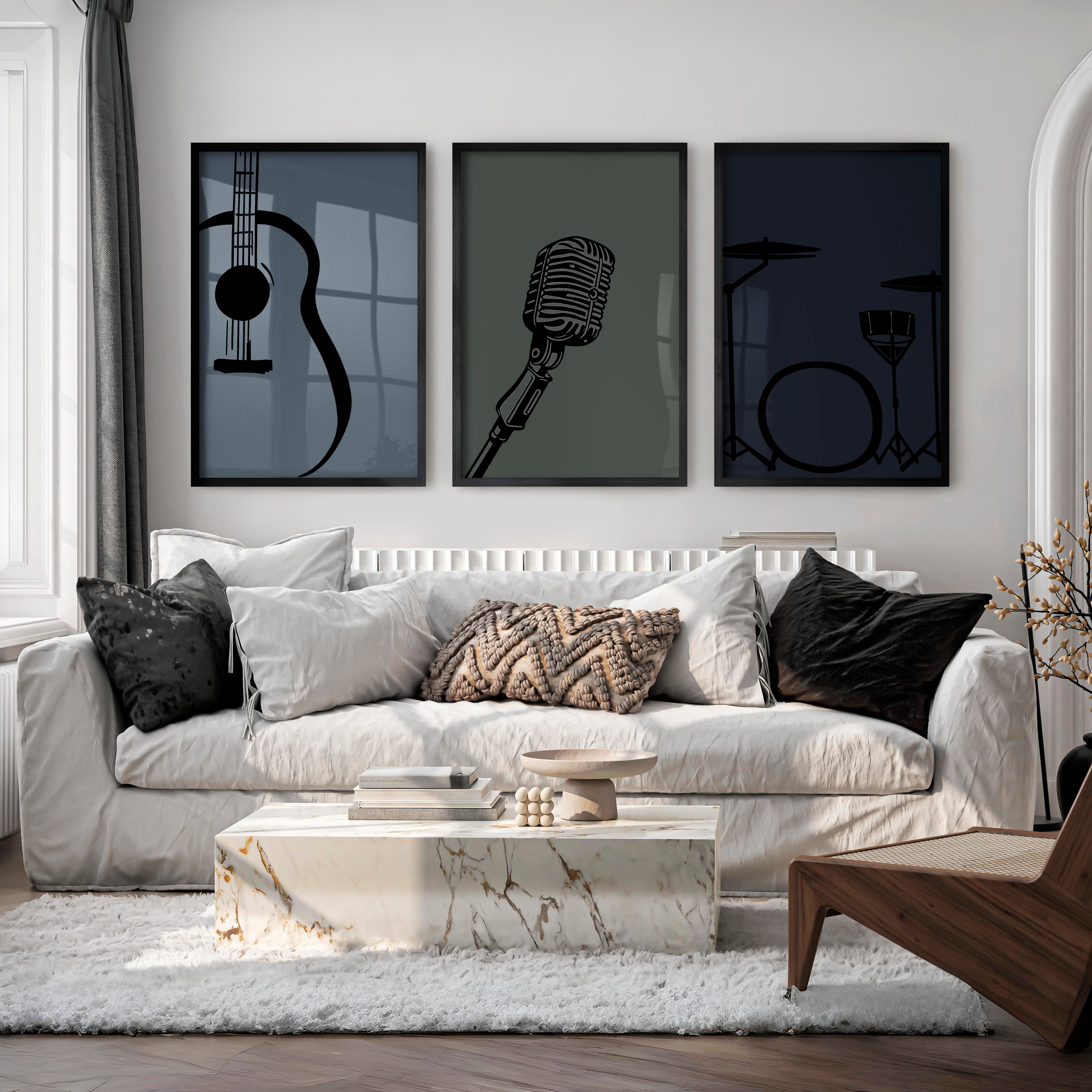 Jazz Band retro style prints - Black Framed Poster No Border - Artworksets