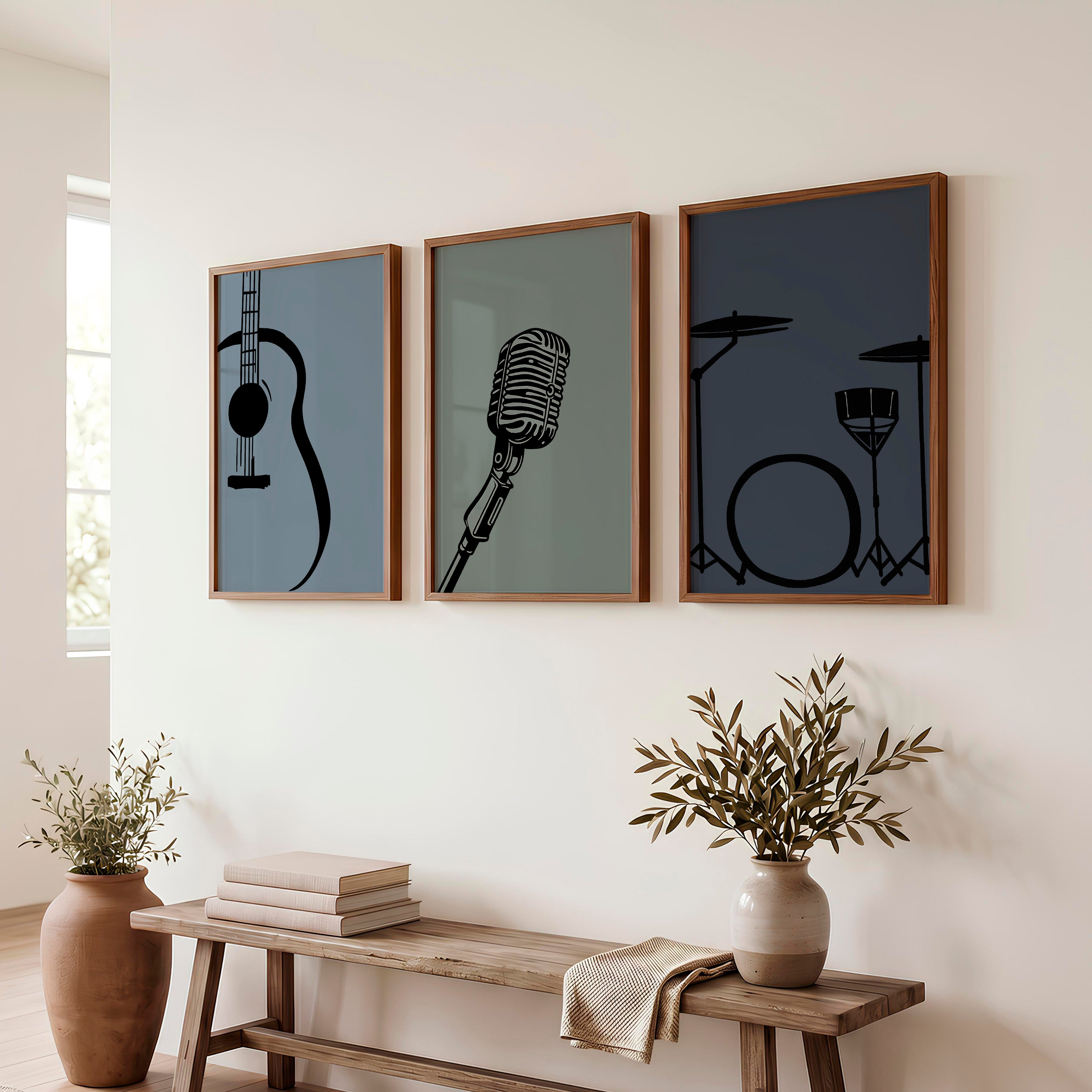 Jazz Band retro style prints - Dark Brown Framed Poster No Border - Artworksets