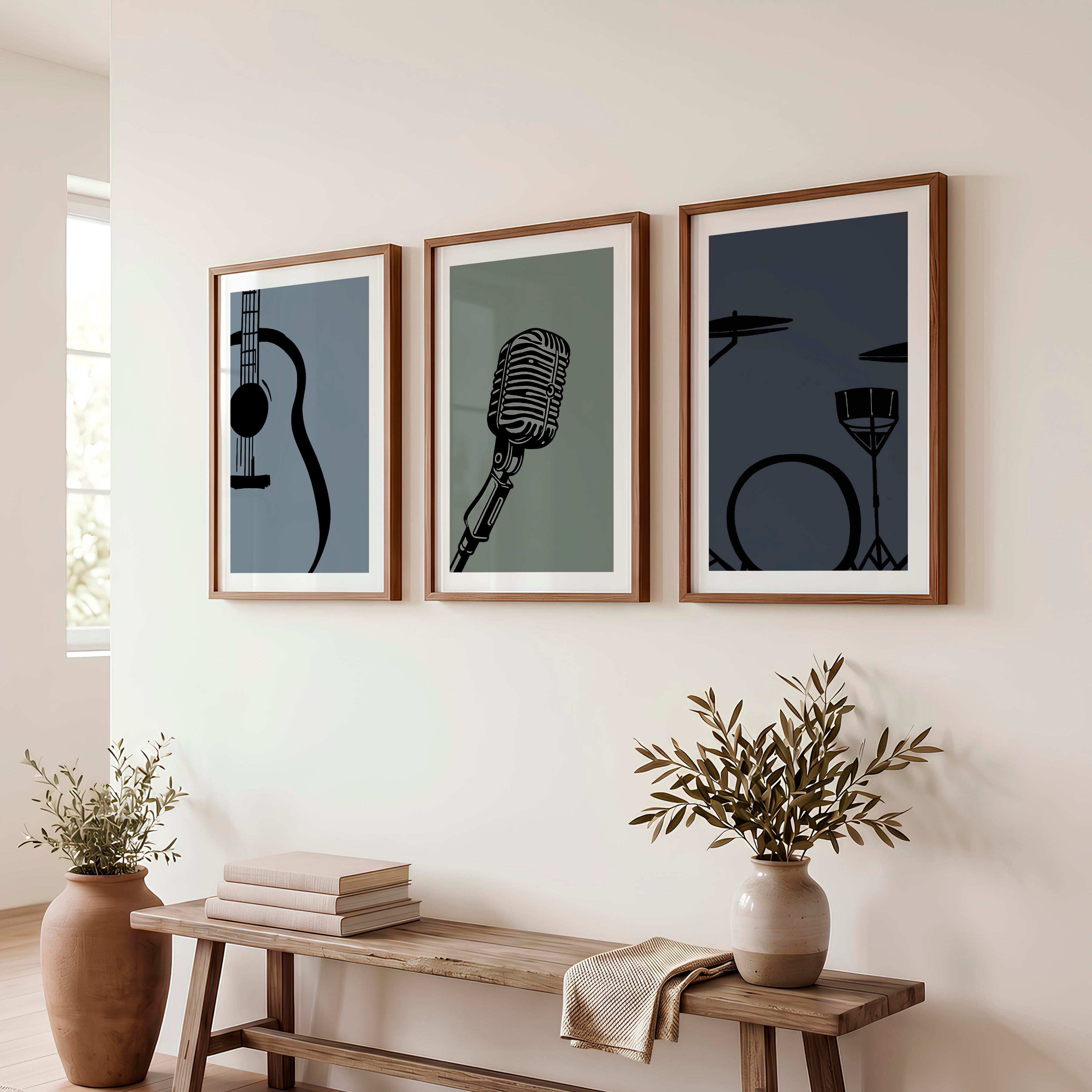 Jazz Band retro style prints - Dark Brown Framed Poster with White Border - Artworksets