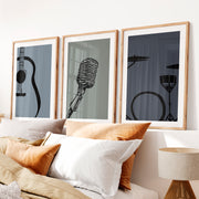Jazz Band retro style prints- Natural Wood Framed Poster with White Border - Artworksets