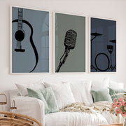 Jazz Band retro style prints - White Framed Poster No Border - Artworksets