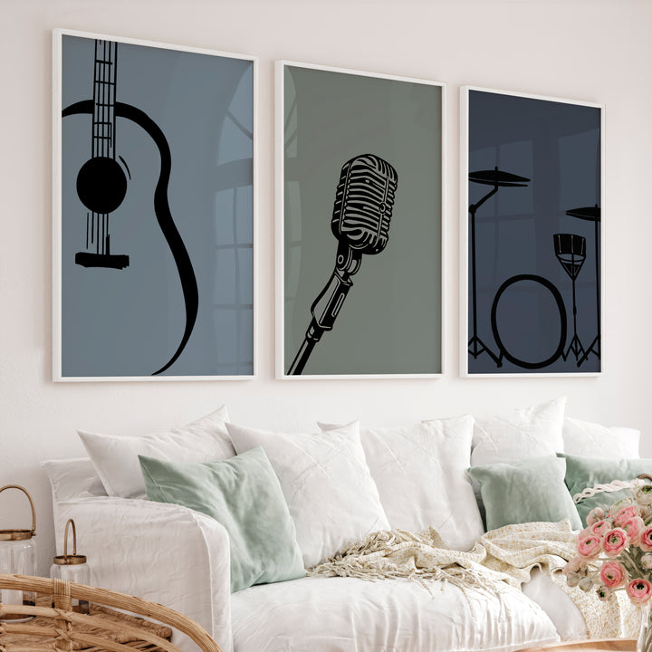 Jazz Band retro style prints - White Framed Poster No Border - Artworksets