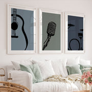 Jazz Band retro style prints - White Framed Poster with White Border - Artworksets