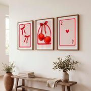 Retro Vintage Artwork with Cherry Playing Cards - Dark Brown Framed Poster with White Border - Artworksets
