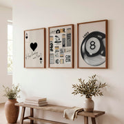 Lucky 8 Ball Retro Vintage Artwork - Dark Brown Framed Poster No Border - Artworksets