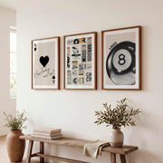 Lucky 8 Ball Retro Vintage Artwork - Dark Brown Framed Poster with White Border - Artworksets