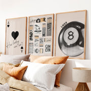 Lucky 8 Ball Retro Vintage Artwork - Natural Wood Framed Poster No Border - Artworksets