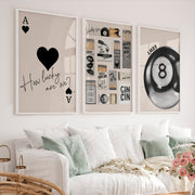 Lucky 8 Ball Retro Vintage Artwork - White Framed Poster No Border - Artworksets
