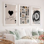 Lucky 8 Ball Retro Vintage Artwork - White Framed Poster with White Border - Artworksets