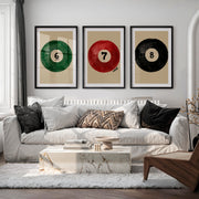 Lucky Billiard Balls retro vintage artwork - Black Framed Poster with White Border - Artworksets