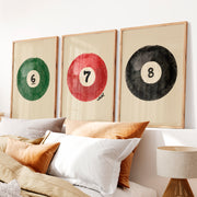 Lucky Billiard Balls retro vintage artwork - Natural Wood Framed Poster No Border - Artworksets