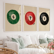 Lucky Billiard Balls retro vintage artwork - White Framed Poster No Border - Artworksets