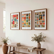Retro Vintage Interior Design Matchbox Collage - Dark Brown Framed Poster with White Border - Artworksets