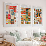 Retro Vintage Interior Design Matchbox Collage - White Framed Poster No Border - Artworksets