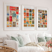Retro Vintage Interior Design Matchbox Collage - White Framed Poster with White Border - Artworksets