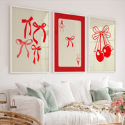 Bow and Cherry retro vintage posters - White Framed Poster No Border - Artworksets