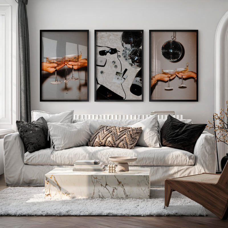 Disco Cocktail retro vintage posters - Black Framed Poster No Border - Artworksets