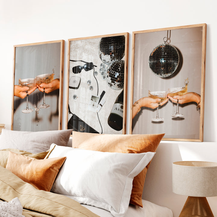 Disco Cocktail retro vintage posters - Natural Wood Framed Poster No Border - Artworksets