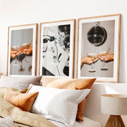Disco Cocktail retro vintage posters- Natural Wood Framed Poster with White Border - Artworksets