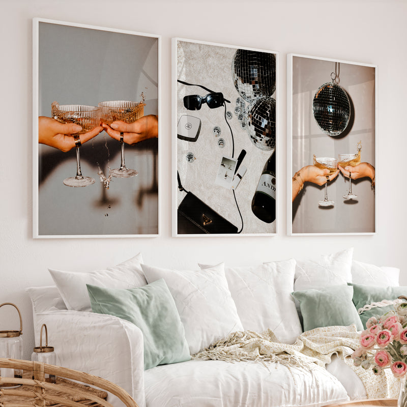 Disco Cocktail retro vintage posters - White Framed Poster No Border - Artworksets
