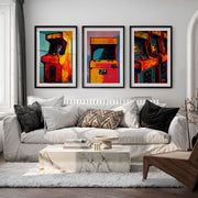 Retro Wall Art Decor Arcade Cabinet Set - Black Framed Poster with White Border - Artworksets