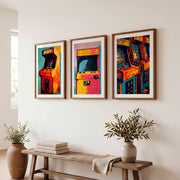 Retro Wall Art Decor Arcade Cabinet Set - Dark Brown Framed Poster with White Border - Artworksets