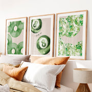 Lucky Green Vinyl and Disco Ball Art for retro wall art decor- Natural Wood Framed Poster with White Border - Artworksets