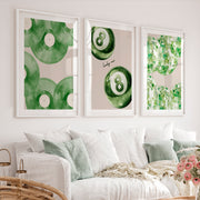 Lucky Green Vinyl and Disco Ball Art for retro wall art decor - White Framed Poster with White Border - Artworksets