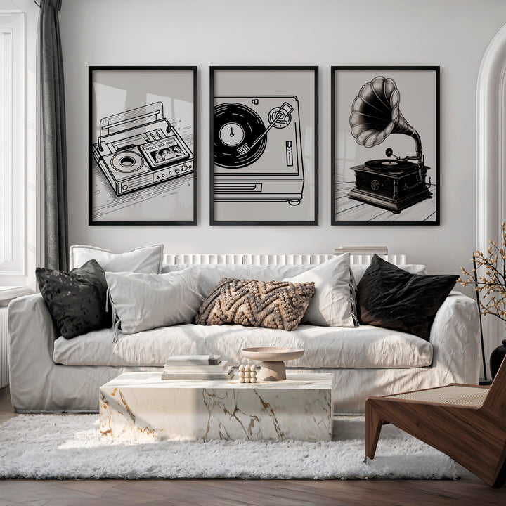Vinyl Portrait retro wall art decor - Black Framed Poster No Border - Artworksets