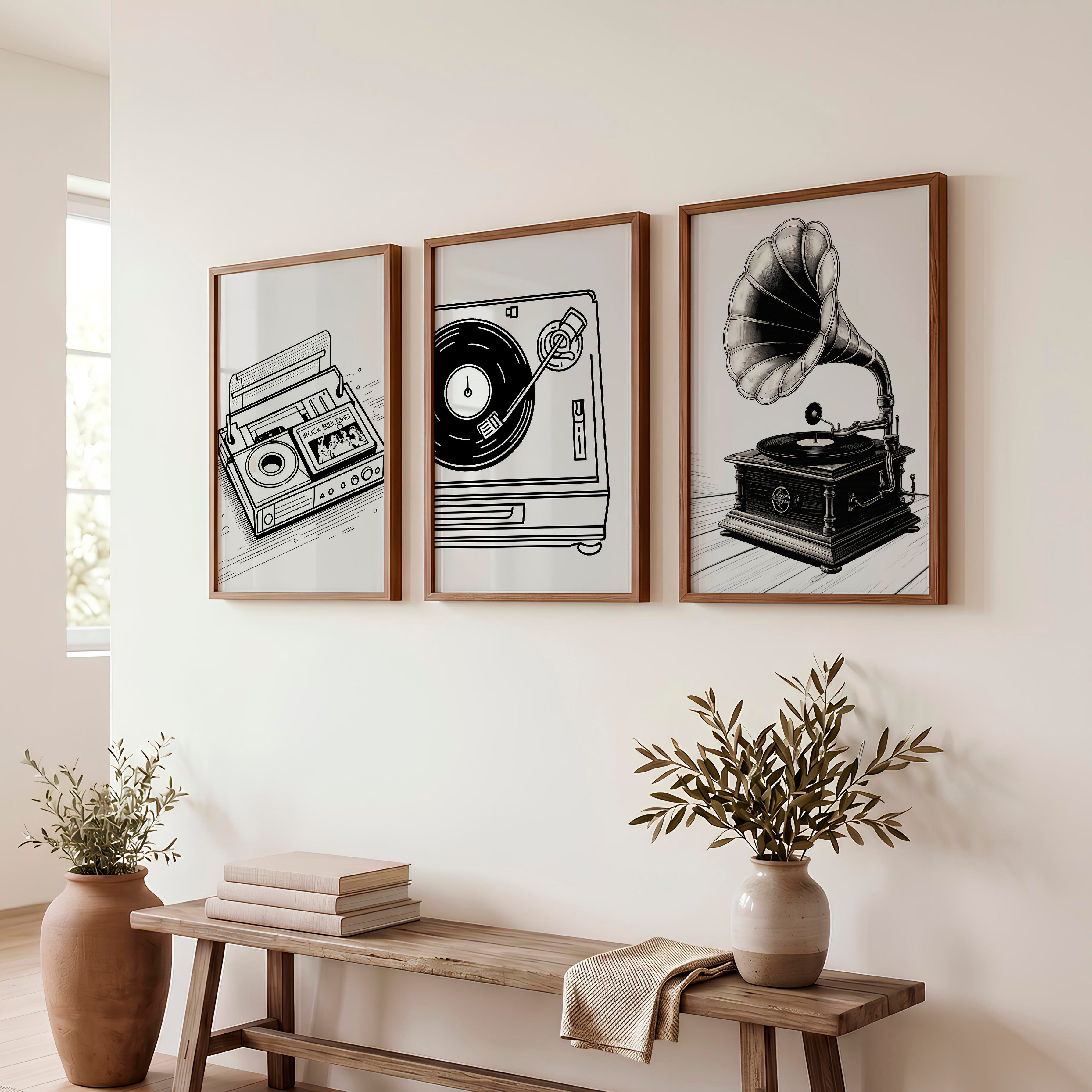 Vinyl Portrait retro wall art decor - Dark Brown Framed Poster No Border - Artworksets